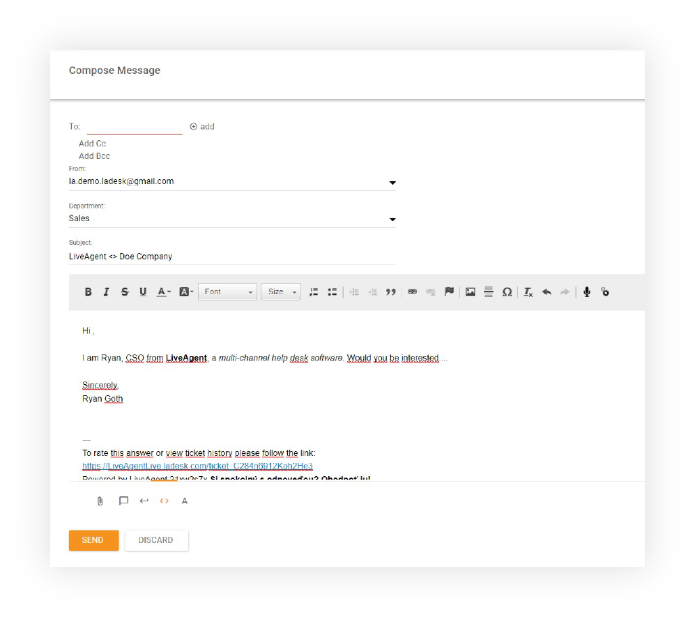 WYSIWYG editor-Ticket-erschaffen