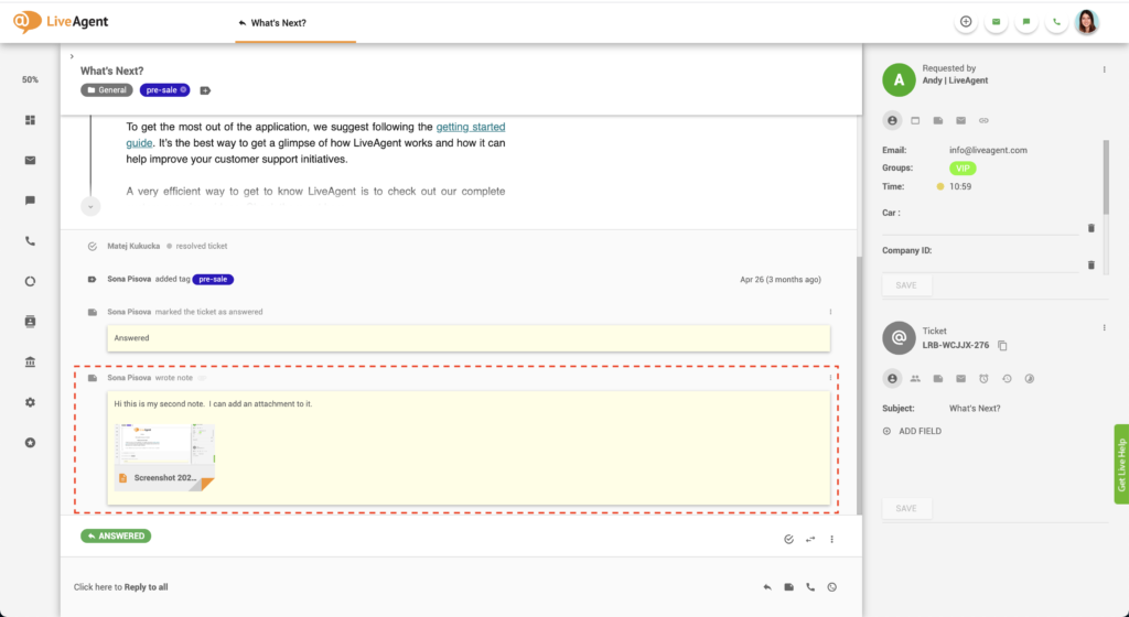 Inline-Helpdesk-Notiz