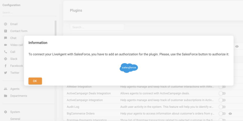 Anmeldung zur Salesforce-Integration
