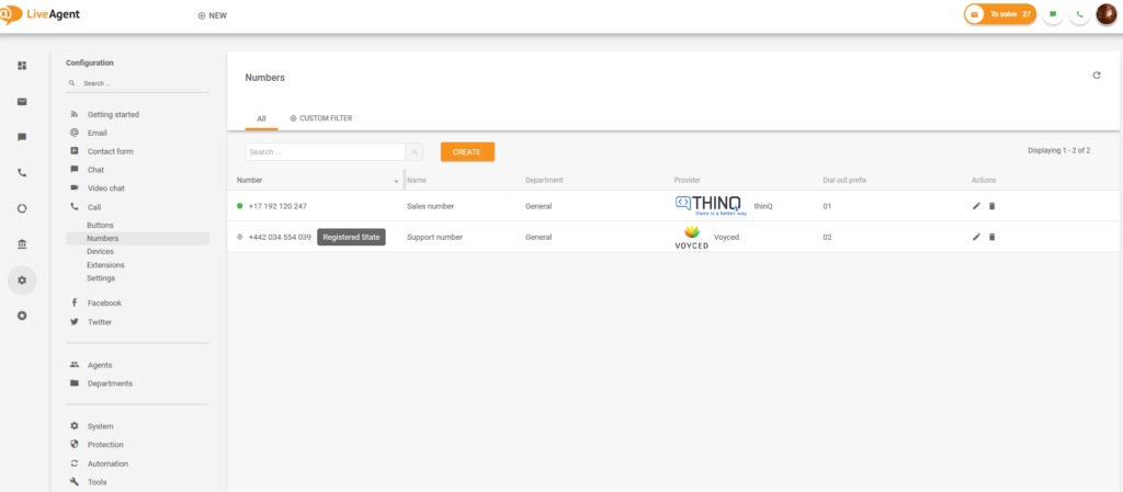 liveagent nummern