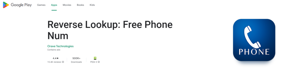 Rückwärtssuche: Kostenlose Telefonnummern Google Play-Website